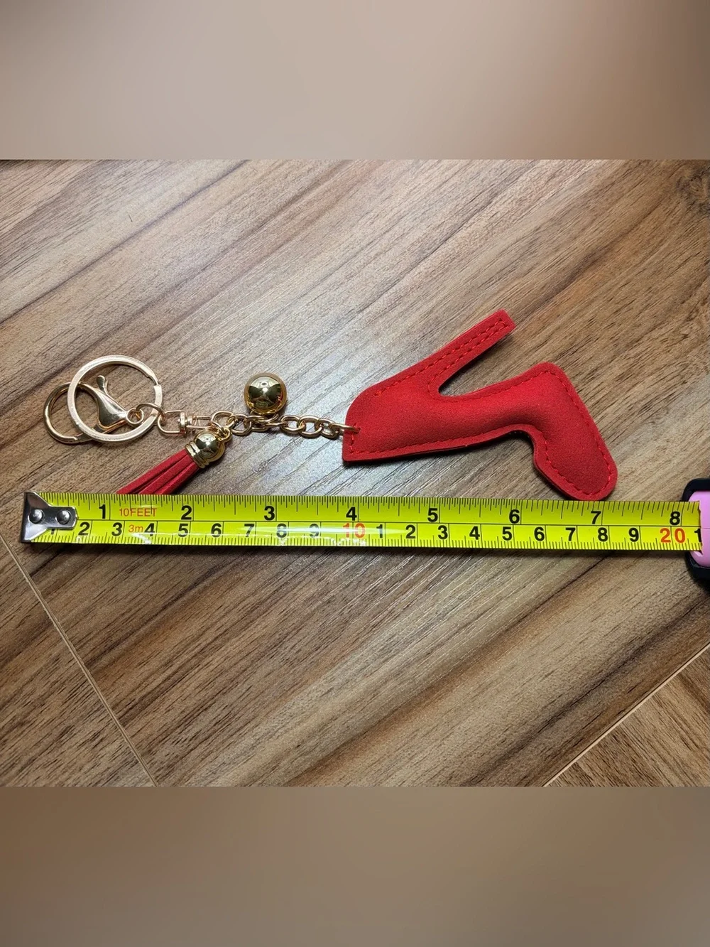 Red Glitter High Heel Keychain with Gold Hardware